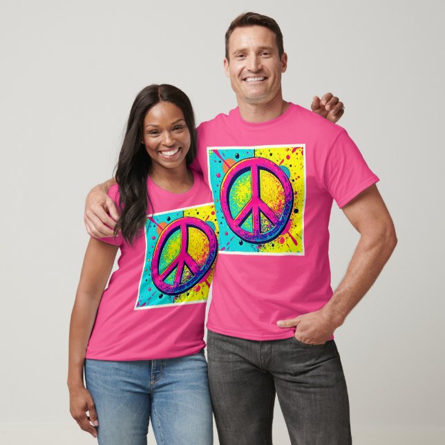 T-shirt Signe de paix rétro coloré (Unisexe)