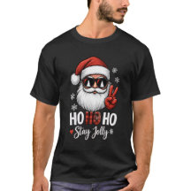 T-shirt Signe de Paix Santa Ho Ho Ho Restez Joyeux