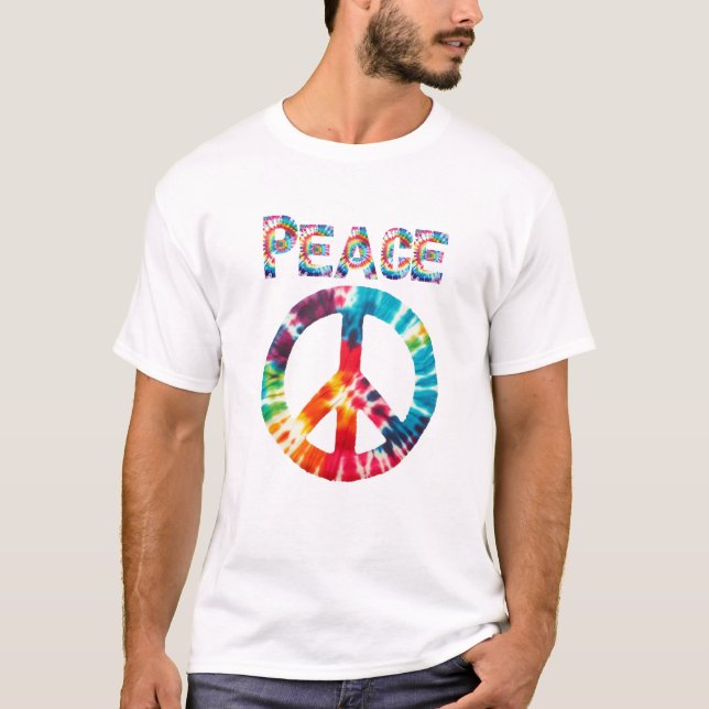 T-shirt Signe de paix Tie-Dye Style Rétro (Devant)