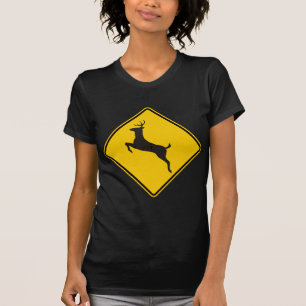 T-shirt Signe de route de croisement de cerfs communs