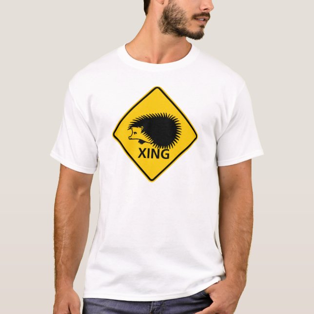 T-shirt Signe de route de croisement de hérisson (Devant)