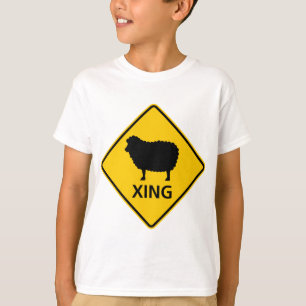 T-shirt Signe de route de croisement de moutons