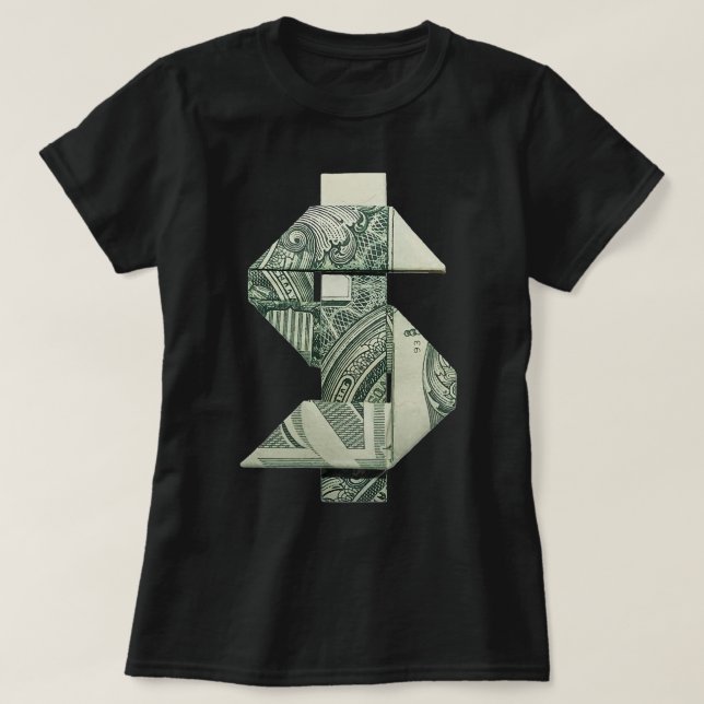 T-shirt Signe Dollar Argent Origami Espèces (Design devant)