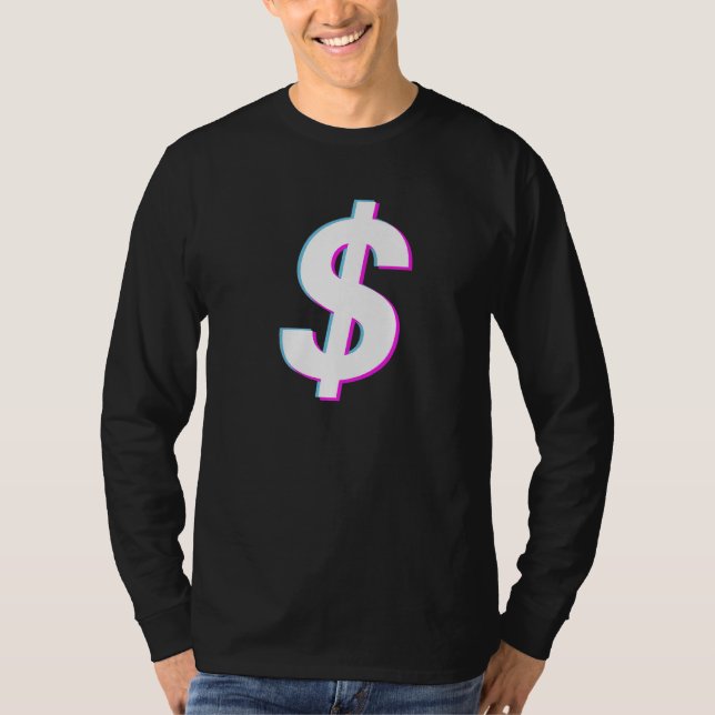 T-shirt Signe Dollar Vaporwave Glitch esthétique (Devant)