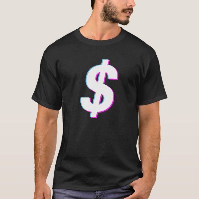 T-shirt Signe Dollar Vaporwave Glitch esthétique (Devant)