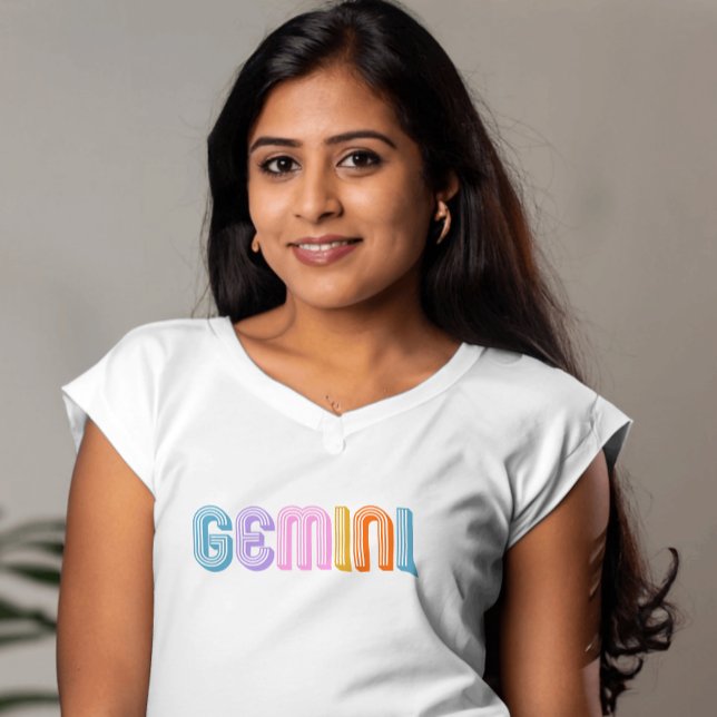 T-shirt Signe du zodiaque gémeaux moderne blanc simple ann (Créateur téléchargé)