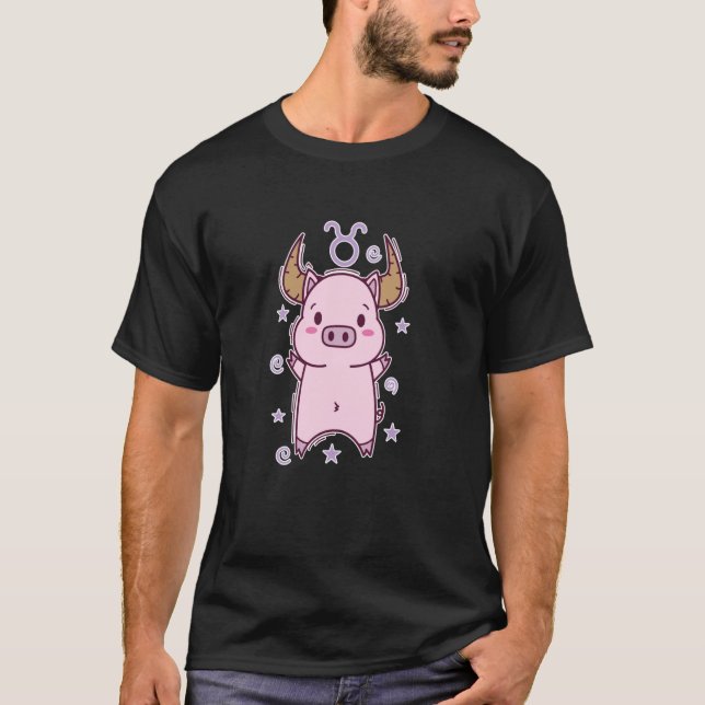 T-shirt Signe du zodiaque Taureau Cochon (Devant)