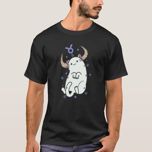 T-shirt Signe du zodiaque Taureau en chat horoscope (Devant)