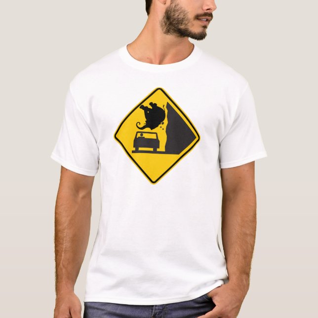 T-shirt Signe en baisse de route de zone d'éléphant (Devant)