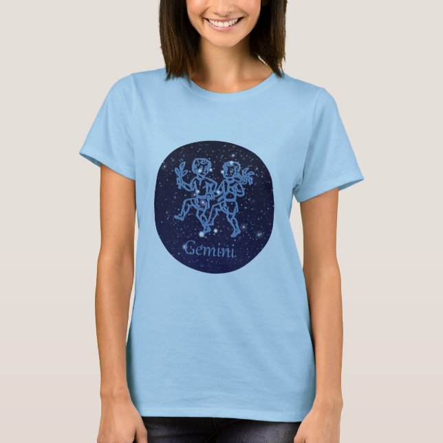 T-shirt Signe Gemini Constellation et Zodiaque avec étoile (Devant)