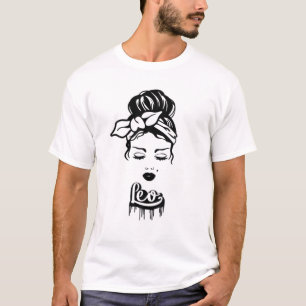 T-shirt SIGNE LEO Zodiac Messy Bun Retro Vintage Anniversa