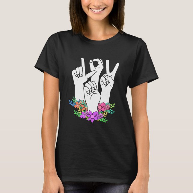 T-shirt Signe main ASL de l'enseignant (Devant)
