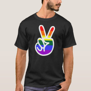 T-shirt Signe V du drapeau arc-en-ciel