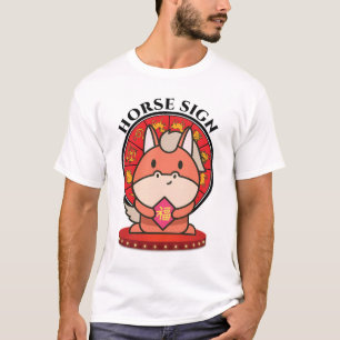 T-shirt SIGNE Zodiaque Chinois Cheval Hommes Blanc