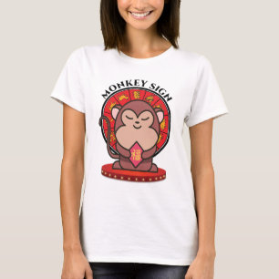 T-shirt SIGNE Zodiaque Chinois Singe Femmes Blanc