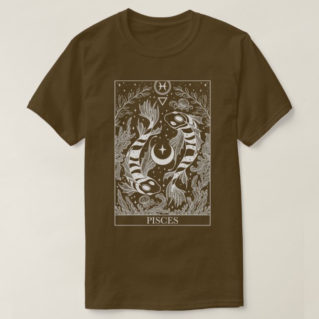 T-shirt Signe zodiaque sombre gothique carte tarot Pisces (Design devant)