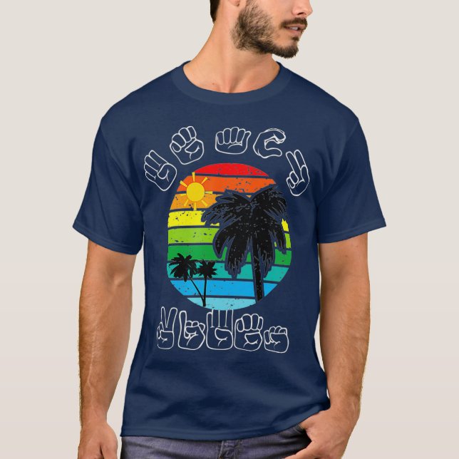 T-shirt Signer ASL Langue des Signes Vêtements Plage Sourd (Devant)
