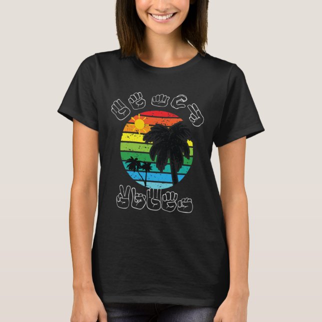 T-shirt Signer ASL Langue des Signes Vêtements Plage Sourd (Devant)