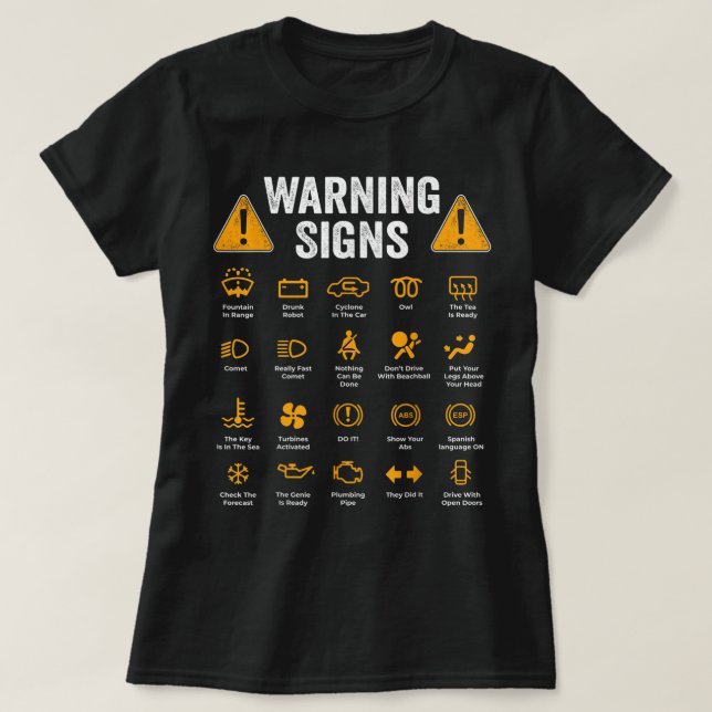 T-shirt Signes d'avertissement de conduite amusant 101 Aut (Design devant)