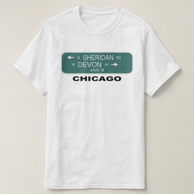 T-shirt Signes de la rue Chicago; Sheridan & Devon (Design devant)