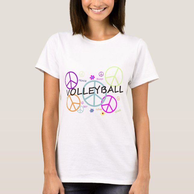 T-shirt Signes de paix colorés par volleyball (Devant)