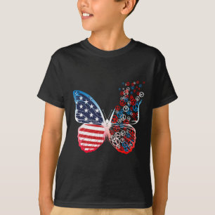 T-shirt Signes de paix patriotique papillon 4 juillet nous