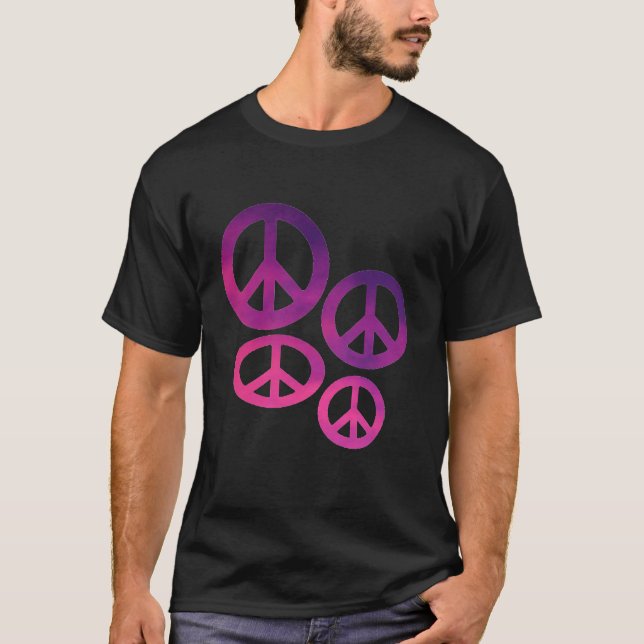 T-shirt Signes de paix rose et violet (Devant)