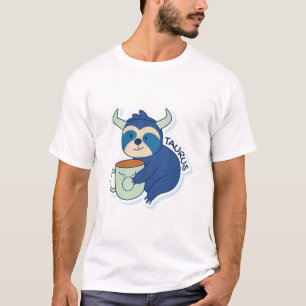 T-SHIRT SIGNES DE ZODIAC AVEC PARASOLS ET TAURUS DE CAFÉ