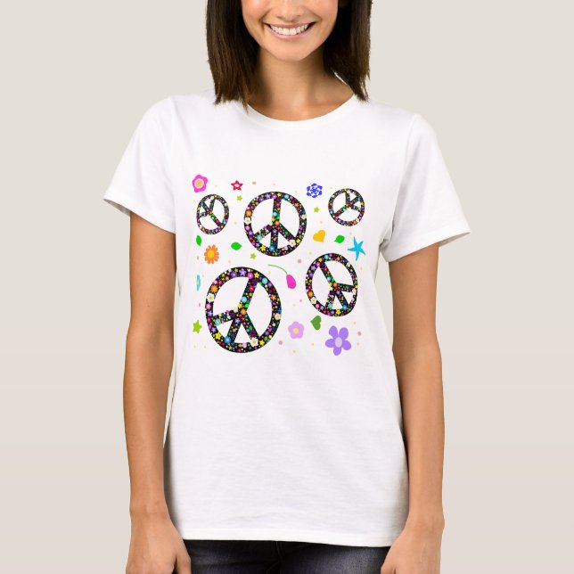 T-shirt Signes et fleurs de paix (Devant)