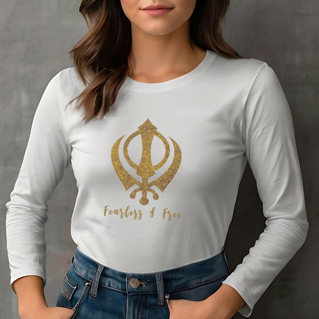 T-shirt Sikh Khanda "Sans peur et libre" (Créateur téléchargé)