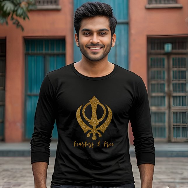 T-shirt Sikh Khanda "Sans peur et libre" (Créateur téléchargé)