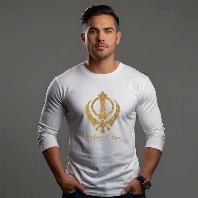 T-shirt Sikh Khanda "Sans peur et libre" (Créateur téléchargé)