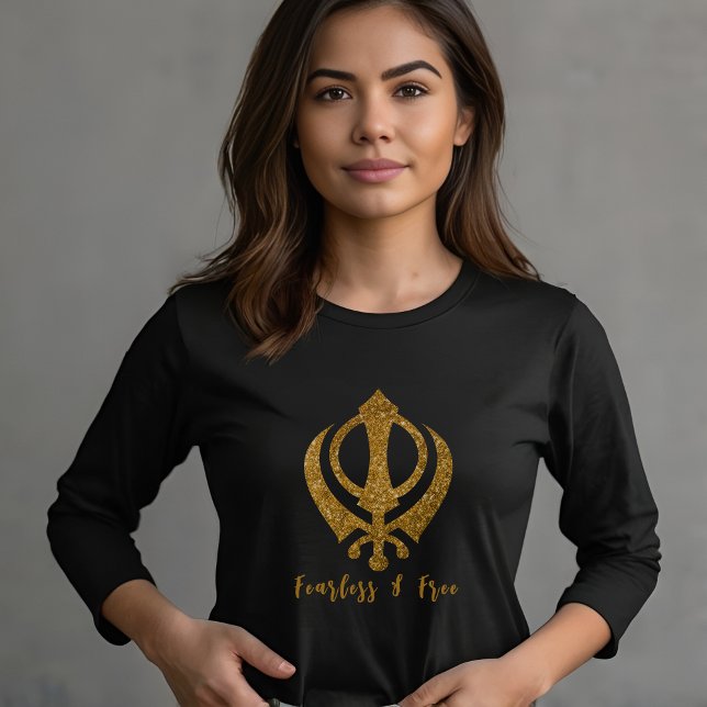 T-shirt Sikh Khanda "Sans peur et libre" (Créateur téléchargé)