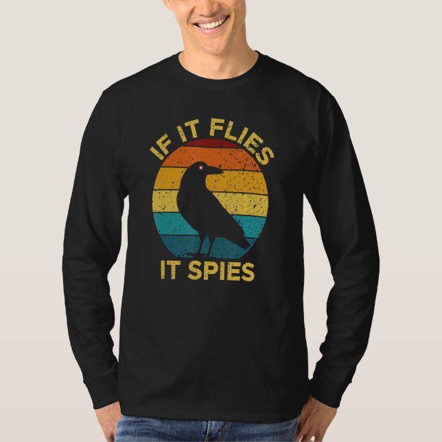 T-shirt S'Il Vole Il Espère Oiseaux Observation Drone Vint (Devant)