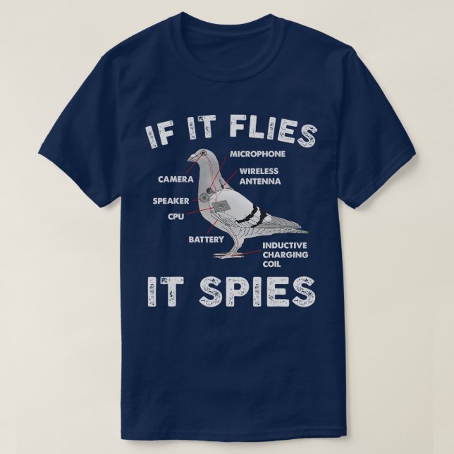 T-shirt S'il vole il espionne Pigeon Anatomy Bird ne sont  (Design devant)