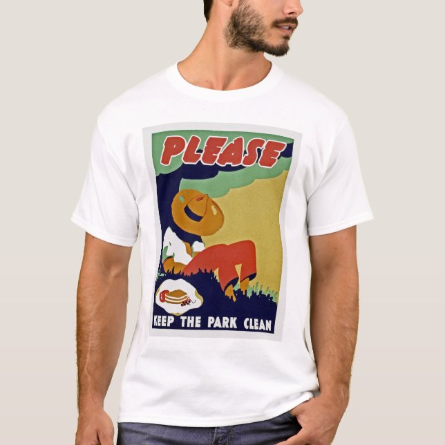 T-shirt S'Il Vous Plaît Garder Le Parc Propre (Devant)