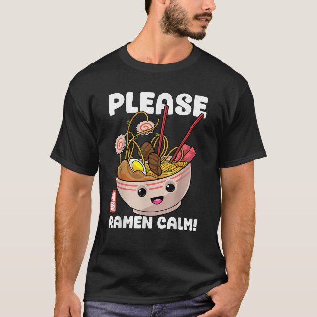 T-shirt S'il vous plaît Ramen calme amusant Anime Kawaii n (Devant)