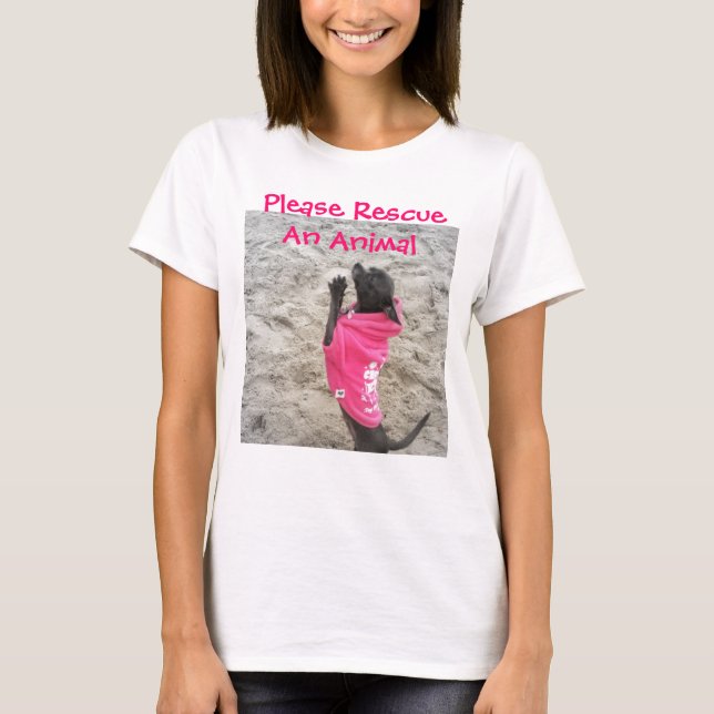T-shirt S'Il Vous Plaît Secourir Un Animal (Devant)