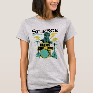 T-shirt Silence Destroyer Cute Chat Jouer Des Tambours