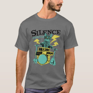 T-shirt Silence Destroyer Cute Chat Jouer Des Tambours