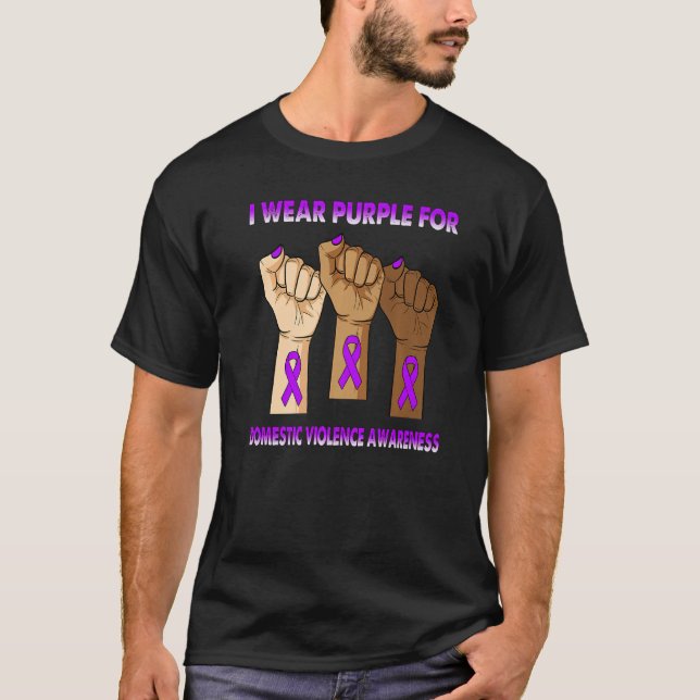 T-shirt Silence Hand I Wear Purple For Domestic Violence A (Devant)