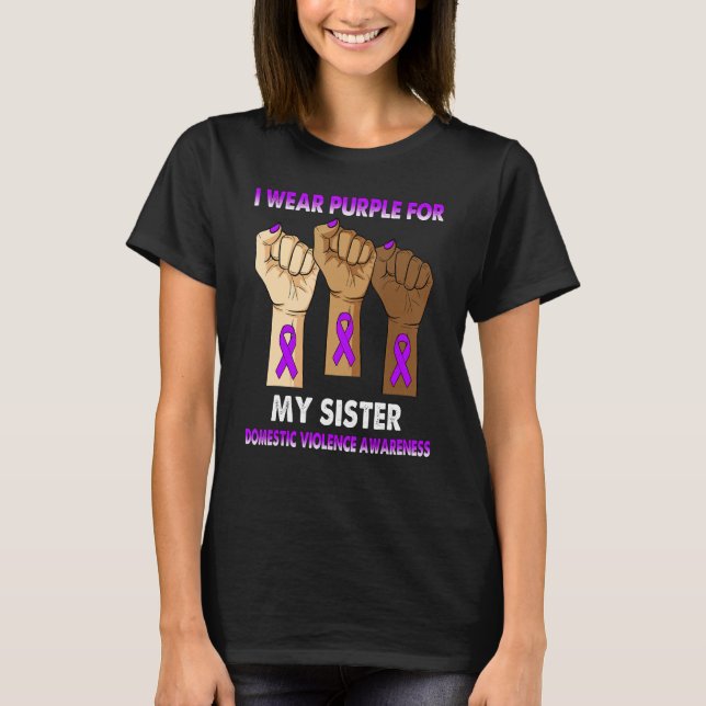 T-shirt Silence Hand I Wear Purple For My Sister Domestic  (Devant)