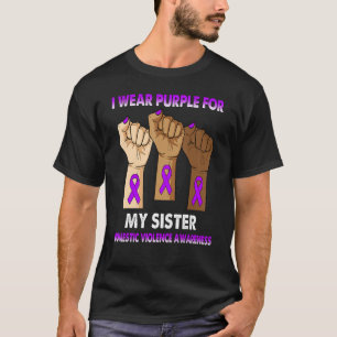 T-shirt Silence Main Je Porte Violet Pour Ma Soeur Domine
