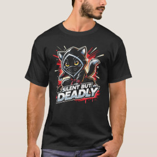 T-shirt Silencieux Mais Mortel - Mignonne Ninja Chat