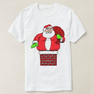 T-shirt Silencieux Père Noël À L'Arrière À Chimney No