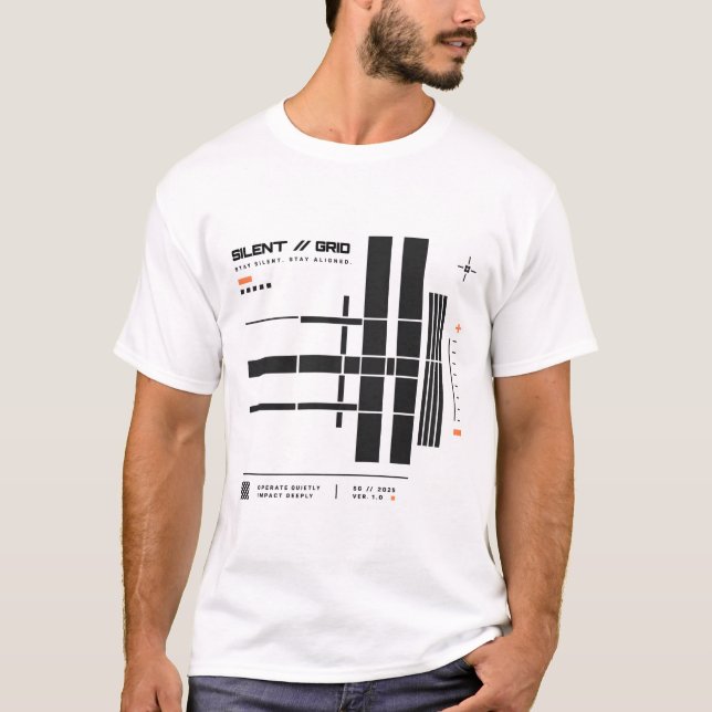 T-shirt Silent Grid | Quiet Signal Division (Devant)