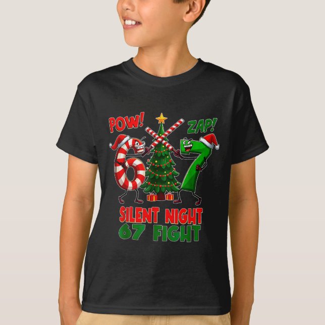 T-shirt Silent Night Christmas Tree 67 Pajamas Funny Six S (Devant)