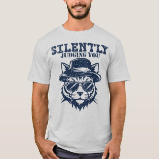 T-shirt Silently Judging You Minimalist Retro Cat