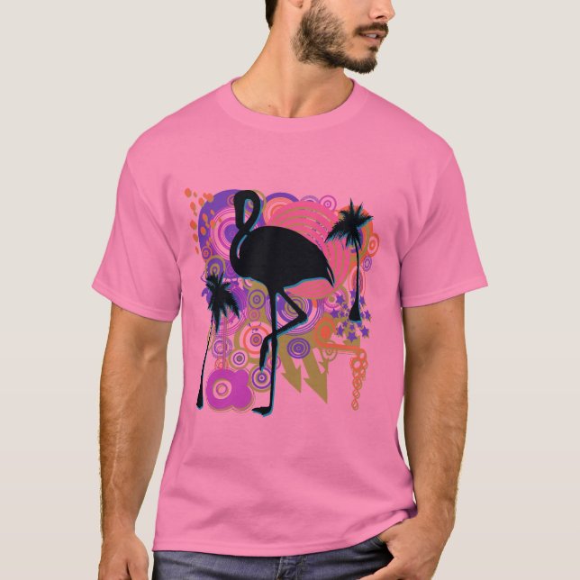 T-shirt Silhouette abstraite de Flamant rose (Devant)