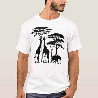 T-shirt Silhouette africaine Safari - Giraffes, Eléphant, 